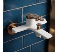 Kuchinox White/rose Gold Finishing Bath Tap Wall Mounted Bathtub Mixer Single Lever