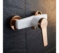 Kuchinox White/rose Gold Finishing Shower Tap Wall Mounted Mixer Single Lever