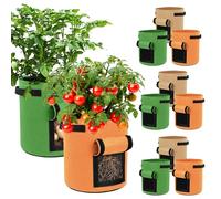 Kuchisity 9 Pack 15 Gallon Potato Growing Bags, Colorful Garden Planting Bag with Handle and Harvest Window, Nonwoven Aeration Fabric Growing Bags with Flap for Tomatoes, Vegetables, and Fruits