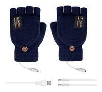 Kuchli USB Heated Gloves for Women and Men, Full & Half Finger Double-Sided Heated Gloves Laptop Gloves Mitten Washable Design Knitting Hands Warmer for Winter Gift Indoor and Outdoor