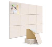 Kuchoow Cork Pin Board Large 120 x 90 cm Felt Notice Pinboard for Office Walls & Home, 12 Pack Beige Self Adhesive Decorative Bulletin Mood Board Corkboard for for Bedroom, Display, Memo, Photo