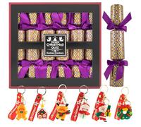 Kuckoo Crackers - The Great Christmas Quiz Christmas Crackers - Ultimate Family Trivia Game Quiz with Festive Key Rings, Emoji Riddles, Logos, Country Hunts & Brain-Teasing Challenges | Pack of 6