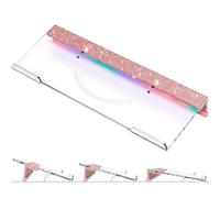 Kucle Ergonomic Computer Keyboard Stand - Adjustable Keyboard Riser Tilt Clear and Glitter Rose Gold Acrylic Keyboard Tray Non-Slip Elevated Typing Key Board Holder Lift for Office Desk Accessories
