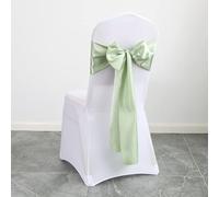 KUCOON 10/50PCS 17x275cm Sage Green Satin Chair Sashes Bows Chair Cover Ribbons for Wedding Banquet Party Baby Shower Event Decorations