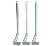 Kucucyle 3 Pack Golf Toilet Brush, Flexible Long Handled Toilet Cleaning Brush, 360° No Dead Space Deep Toilet Cleaning Brush, Toilet Brush for Bathroom, with Hook (White + Blue + Grey)
