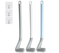 Kucucyle 3 Pack Golf Toilet Brush, Flexible Long Handled Toilet Cleaning Brush, 360° No Dead Space Deep Toilet Cleaning Brush, Toilet Brush for Bathroom, with Hook (White + Blue + Grey)