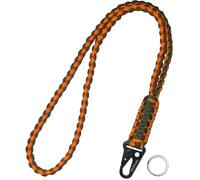 KUDAAL Paracord Lanyard Keychain Heavy Duty Lanyard Key Strap Keychain Lanyard for Keys Badge ID Holder Wallet Whistle, Orange Green, 19.68 Inch