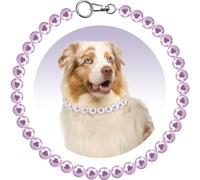 KUDES Chunky Pearl Dog Necklace (Beads 20mm),Elegant Classic Super Big Pearl Collar Necklace Accessories for Medium Large Dogs Occasions and Gatherings (Purple, M(Neck Girth16.1''))