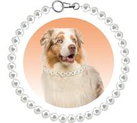 KUDES Chunky Pearl Dog Necklace (Beads 20mm),Strong Stainless Steel Wire Rope,Elegant Classic Super Big Pearl Collar Necklace Jewellery Accessories for Medium Large Dogs Occasions and Gatherings
