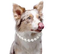 KUDES Exquisite and Adjustable Dog Necklace: Elegant Classic Pearl Collar Necklace Accessories for Dogs, Occasions and Gatherings (L(14.1-16.1 Inches))