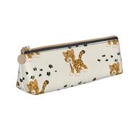 KUDGAWGS Cute Baby Jaguar Triangle Leather Pencil Cases for Girls Boys, Pencil Case Pen Bag Pouch Pencil Organiser for School Office Kids Teens Adults