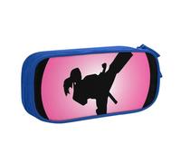 KUDGAWGS Taekwondo Design Pencil Cases for Girls Boys, Large Capacity Pen Bag Pouch Pencil Organiser with Compartments for School Office Kids Teens Adults Blue
