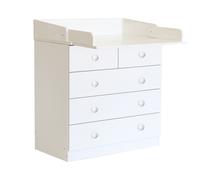 KUDL HOME Baby 5 Drawer Unit 1780 With Changing Board & Storage - White KUDL HOME White