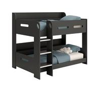 KUDL HOME Bunk Bed 01 With Shelf Storage In Anthracite in Grey | Size: Single KUDL HOME Grey Single