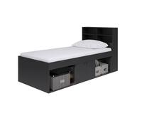 Kudl Low Single 3Ft Cabin Bed With Bookcase Headboard Black, Black