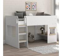 KUDL HOME Single Mid Sleeper with Under Desk, White/Oak KUDL HOME Multicolor Single