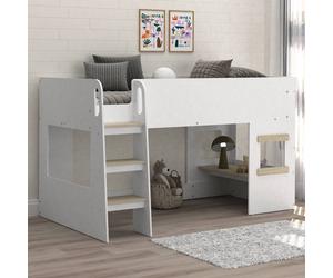 KUDL HOME Single Mid Sleeper with Under Desk, White/Oak KUDL HOME Multicolor Single
