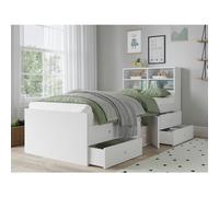 Kudlhome Multi 4 Drawer Single Cabin Bed with Bookcase - White - Single