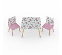 Kudlhome Peppa Pig Table & Chair Set, Pattern - Pattern/White/Pink