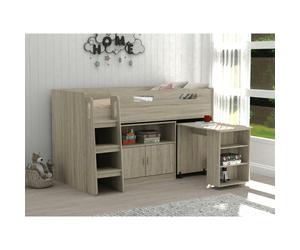 Kudlhome Single Mid Sleeper with Desk & Cupboard - Oak