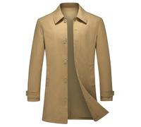 KUDMOL Men’s Mid Length Trench Coat Smart Casual Single Breasted Lapel Windproof Jacket Lightweight Outdoor Overcoat