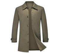 KUDMOL Men’s Mid Length Trench Coat Smart Casual Single Breasted Lapel Windproof Jacket Lightweight Outdoor Overcoat