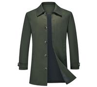 KUDMOL Men’s Mid Length Trench Coat Smart Casual Single Breasted Lapel Windproof Jacket Lightweight Outdoor Overcoat