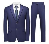 KUDMOL Men Suits 2 Piece Slim Fit Suit Business Wedding Formal Dinner Two Buttons Tuxedo Suit for Men Classic Blazer Waistcoat Trousers Set Navy