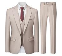 KUDMOL Men's 3 Piece Slim Fit Suit Set One-Button Tuxedo Jacket Vest & Pants for Wedding Prom Business
