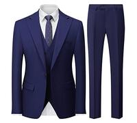 KUDMOL Men's 3 Piece Slim Fit Suit Set One-Button Tuxedo Jacket Vest & Pants for Wedding Prom Business