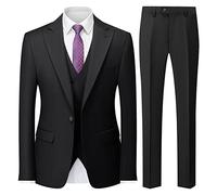 KUDMOL Men's 3 Piece Slim Fit Suit Set One-Button Tuxedo Jacket Vest & Pants for Wedding Prom Business