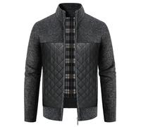 KUDORO Mens Knitted Causal Cardigan Jumper Thick Sweater Zip Stand Collar Fleece Lined Winter Jumper