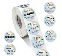 Kudos Appreciation Stickers 250 Pcs Holographic Retro You are Awesome，You Rock, You are Amazing, Thank You for Making a Difference Label for Heathcare Employees Students Nurses Teacher 1.5 Inch