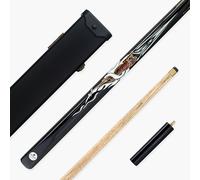 KUDOS Flaming Tiger 57 Inch One Piece Ash English Pool Cue and Case Set 8.5mm Tip with Deluxe Black Hard Case and Mini Butt Extension (Flaming Tiger Cue and Case Set)