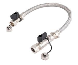 Kudos-Trading 15mm Central Heating Filling Loop Kit - Flexible Braided Hose with Isolation Valves & Double Check Valve - Combi Boiler Water Refill Pipe - WRAS Approved