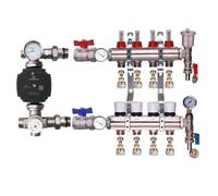 Kudos-Trading Water Underfloor Heating Manifold Kit - Easy Install, Durable Brass Components, Universal Compatibility, for Radiant Heating Systems, Includes Valves & Connectors (4 Port Kit)