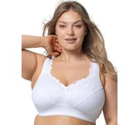 Kudreshov Lingerie Women's Amelia Minimiser Bra without Underwire, Comfortable Cotton Underwear with Wide Straps, Non-Wired Comfort for Large Breasts with Strong Hold, White, 50 E