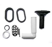 Küchen-Ersatzteilshop Overflow Oval Run-Off Area, Size: 58 mm (W) x 93 mm (L) x 70-103 mm (H), Brand: Beymill, Material: Black or White, Item Type: HOSE_PIPE_FITTING