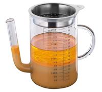 Küchenprofi 10 1236 28 00 Grease Separator jug 1012362800 1l with Sieve, Glass, Silver/Transparent