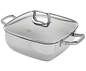 Küchenprofi Pisa Serving Pan | 6.5 L | 28 x 28 x 10 cm | Frying Pan with Two Side Handles | Stainless Steel Pan | for All Cookers Including Induction | Oven-Safe up to 220 °C/Glass Lid up to 180 °C
