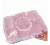 Küchera Pink Snackle Box with Handle, 8 Compartment Divided Snack Tray with Lid, Portable Food Storage Container for Travel, Plane & Picnics, Dishwasher Safe Platter for Sweets, Fruit & Nuts (Pink)
