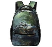KUEhhhr Crocodile Reptile Art Animal Backpack for Children - Lightweight Carry + Dual Side Pockets