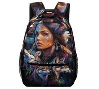 KUEhhhr Forest Spirit God Art Animal Kids Backpack - Adjustable Straps & Dual Mesh Organisers