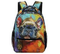 KUEhhhr French Bulldog Themed Kids Backpack Animal - Adjustable Straps & Emergency Whistle Included