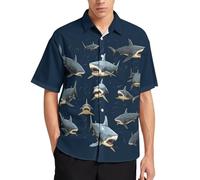 KUEhhhr Funny Shark Print Mens Hawaiian Shirts Short Sleeve Button Down Beach Summer Hawaiian Shirt for Men Women