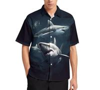 KUEhhhr Funny Shark Print Mens Hawaiian Shirts Short Sleeve Button Down Beach Summer Hawaiian Shirt for Men Women