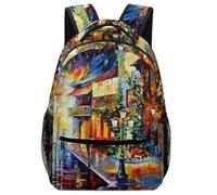 KUEhhhr Kids School Bag Home - Cozy Cottage Countryside Print with Water-Resistant Side Pockets
