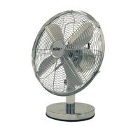 KÜHL 12" Chrome Desk Fan Electric Oscillating Metal Cooling Fan with 3 Speed Settings | Adjustable Tilt | Table Fan for Home, Office or Bedroom | Easy to Assemble