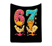 Kuehssn 67 Ice Cream Pattern Flannel | 2026 New Cute Meme Six Seven Throw Blanket | Soft Warm Flannel Quilt | For Adults, Teens, Women, Birthday, Bedroom, Couch, Sofa Decor