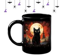 Kuehssn Black Cat Mug Ceramic - Halloween Pet Spooky Season Cup,Cup Festive Mug for Work Juice Friends Adults Milk Beer Kids Men Women
